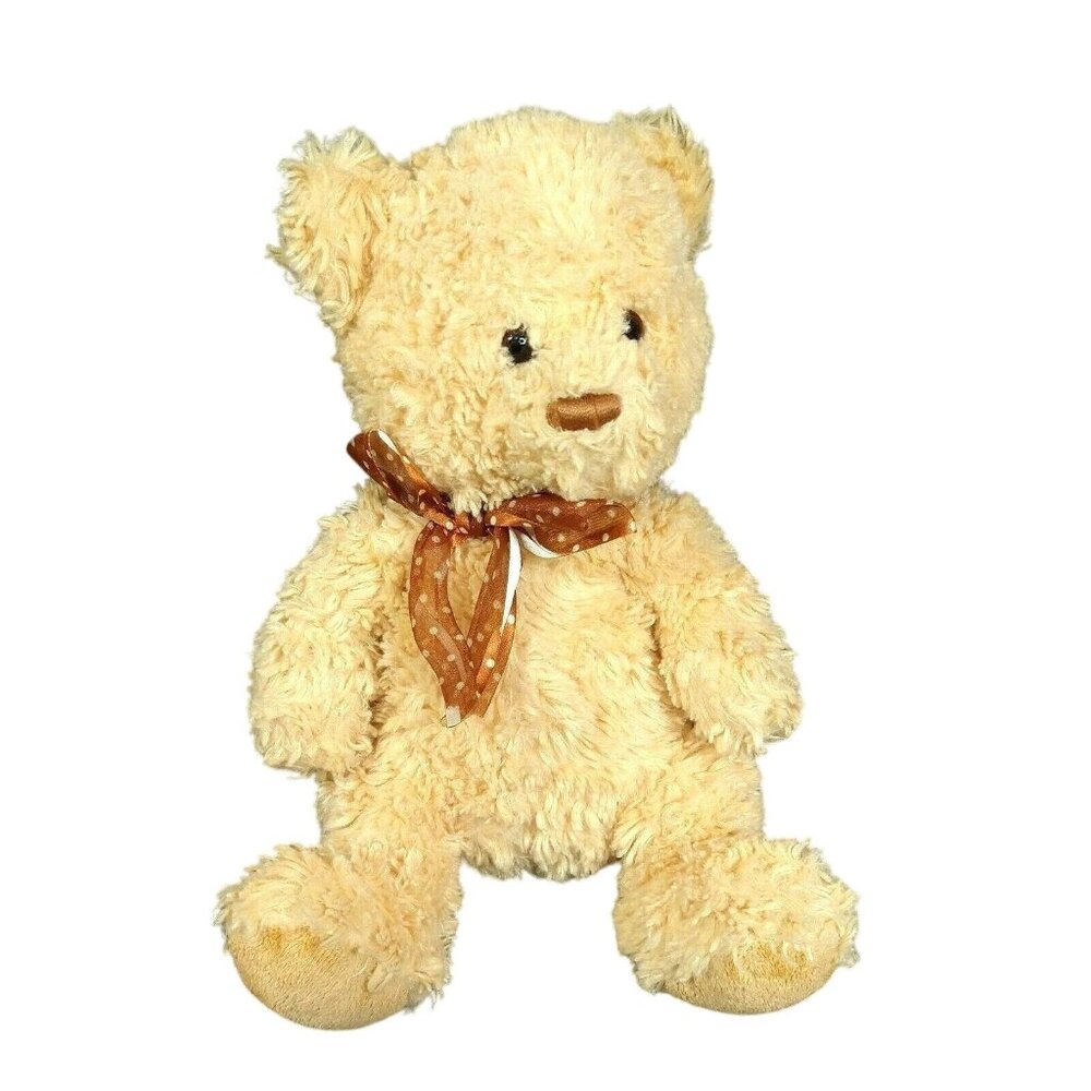 Ty Silk Teddy Bear Plush Stuffed Animal Tay Polka Dot Bow 11 inch 2007 - Picture 1 of 5